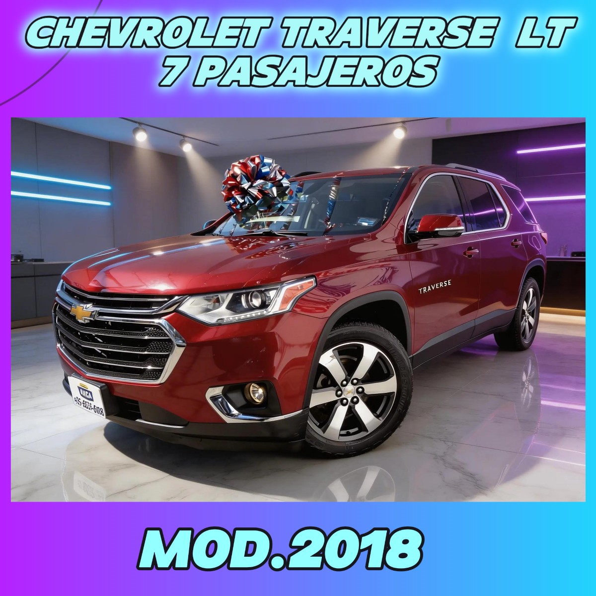 CHEVROLET TRAVERSE LT 3.6L 7 PASAJEROS, MOD.2018.
